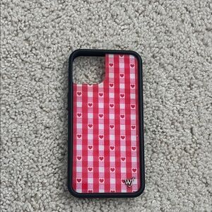 Wildflower red heart gingham iPhone 13 case